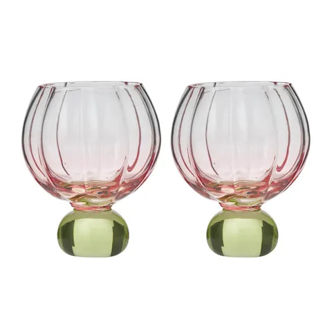 Lottie Tulip Gin Glass | Pink & Green S2