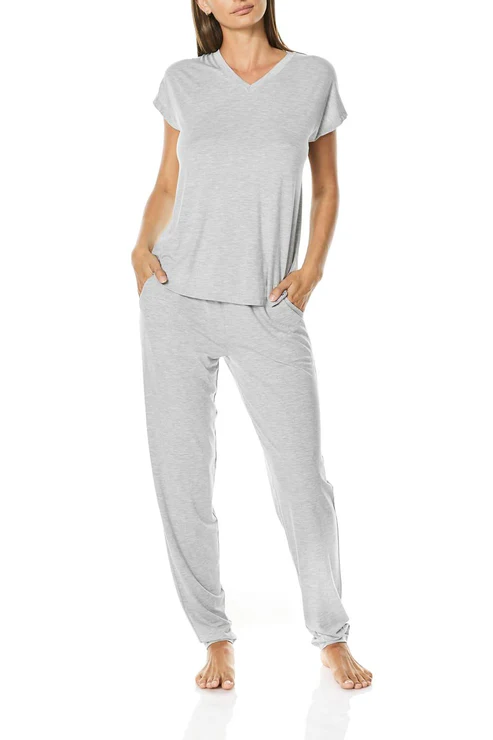 Gingerlilly | Cora Grey V Neck Modal Pj Set