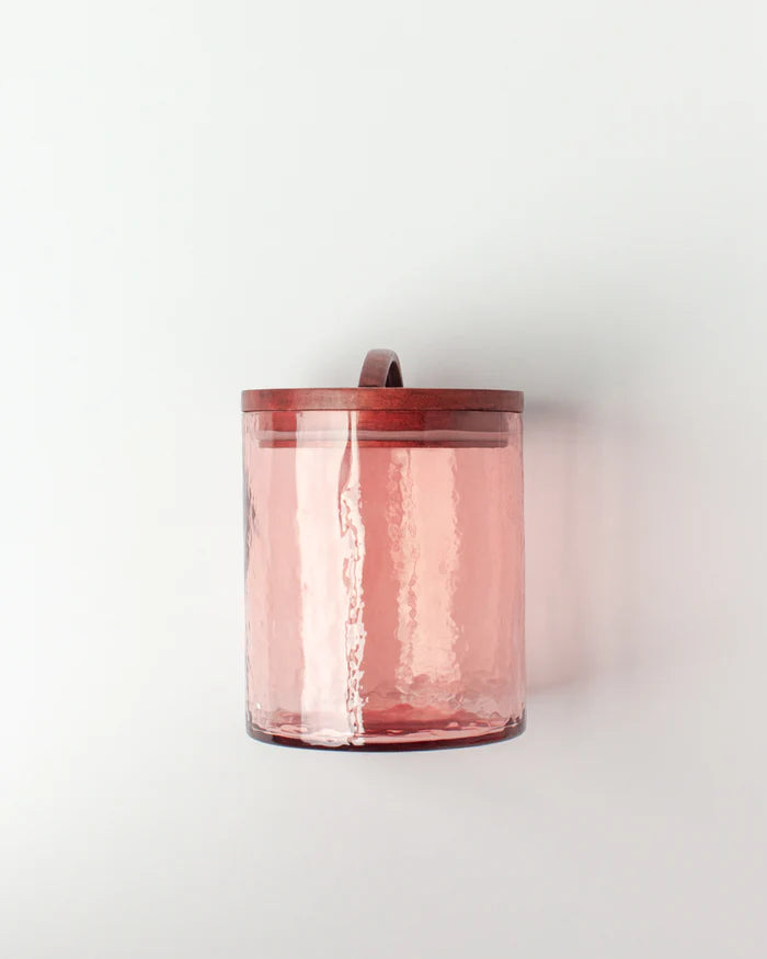 Hammered Glass Canisters with Wood Lid - Small