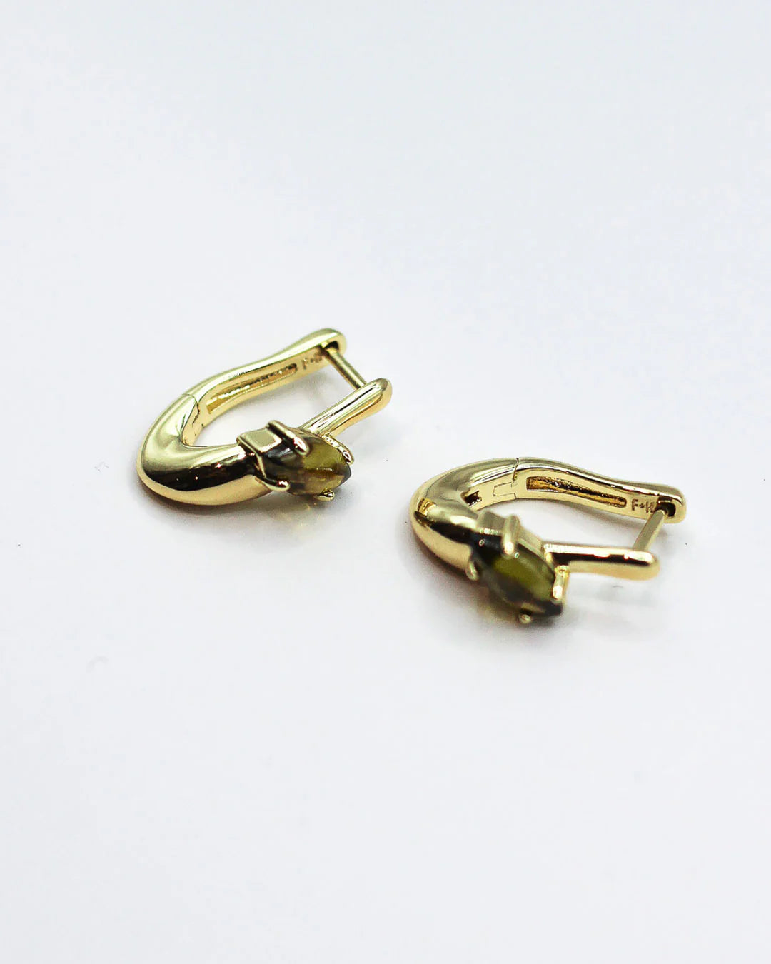 F + H Studios | Modernist Gemstone Link Earring - Peridot