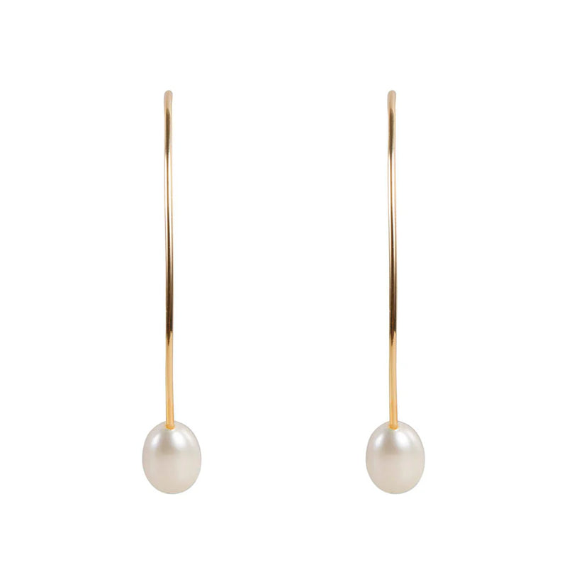 Fairley | Gold Pearl Curve Earring