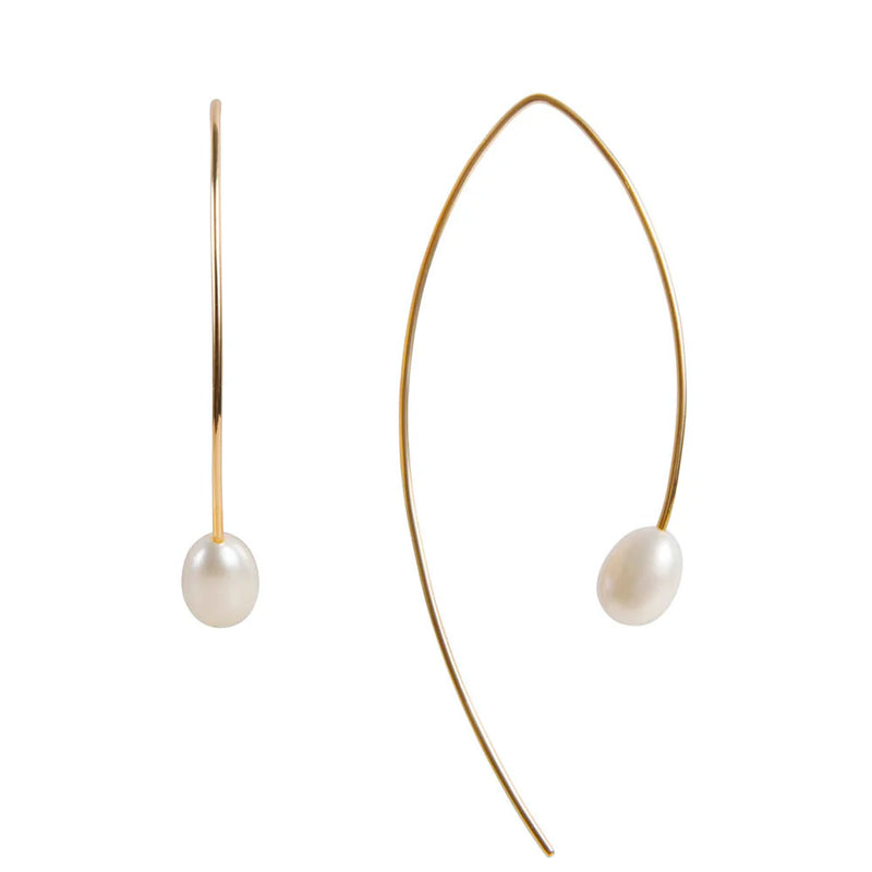 Fairley | Gold Pearl Curve Earring