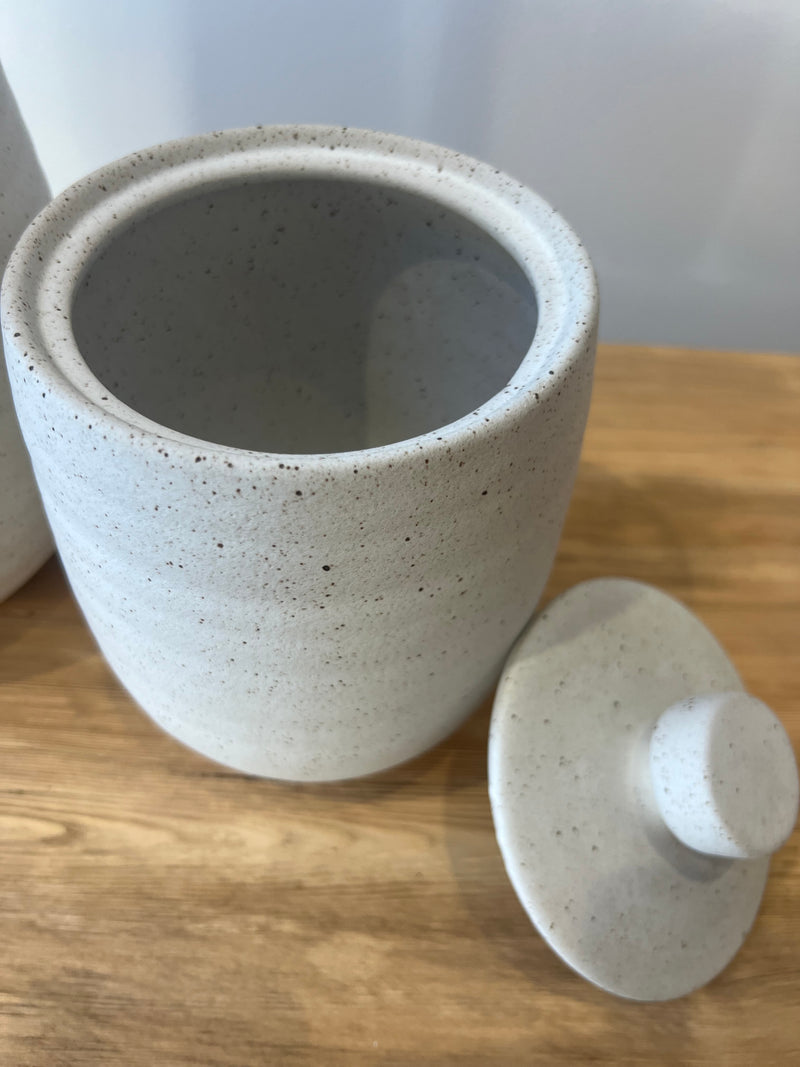 Zen Ceramic Canister | 29cm Sandy White