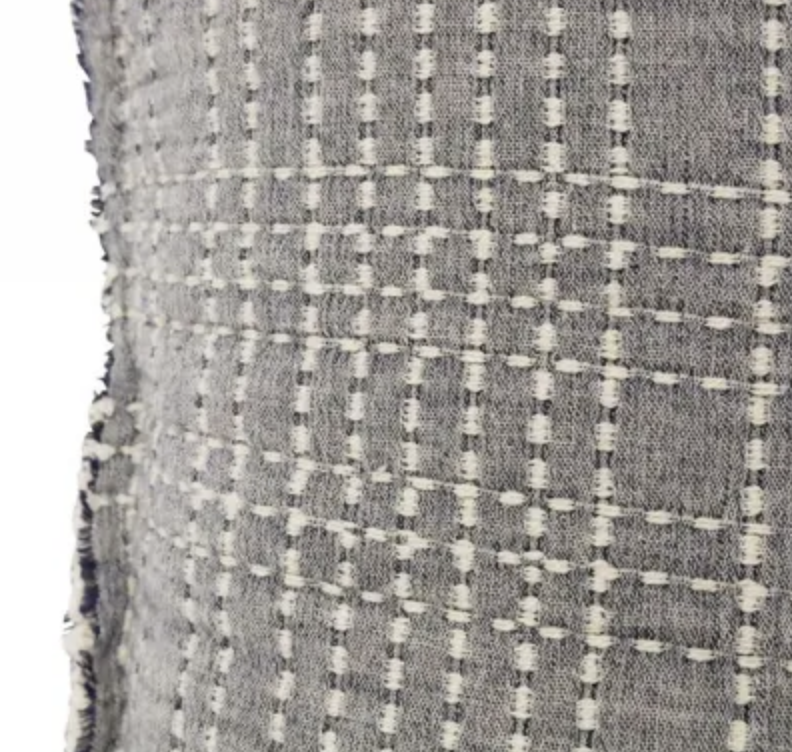 Quilted Jacquard Cushion | Blue/Grey
