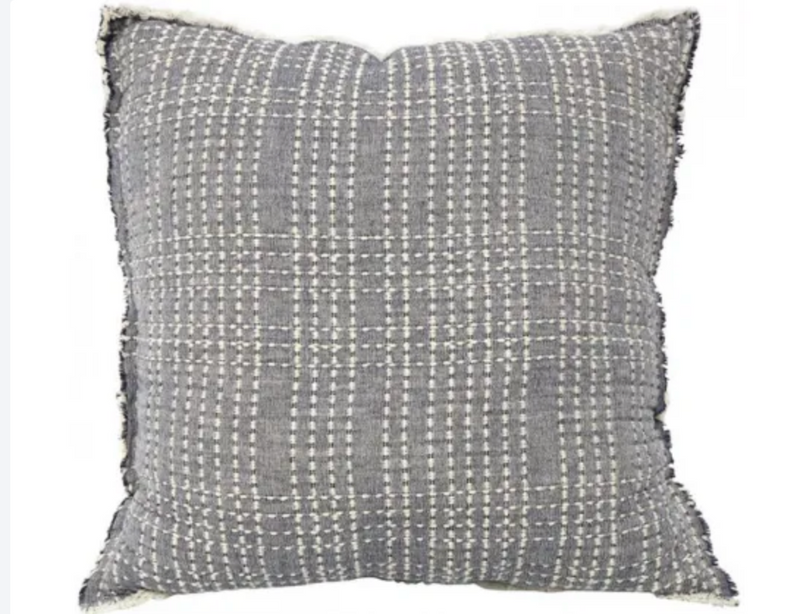 Quilted Jacquard Cushion | Blue/Grey