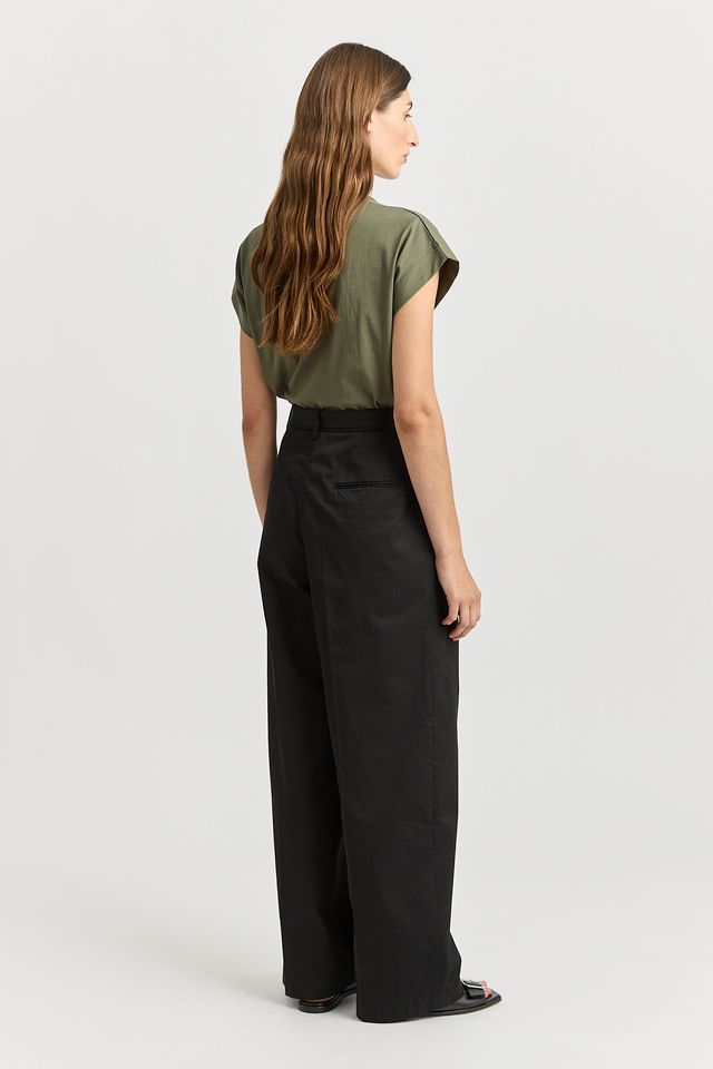 Toorallie Belted Cotton Pant | Black