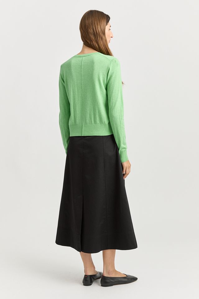 Toorallie Fine Crew Cardigan | Agave