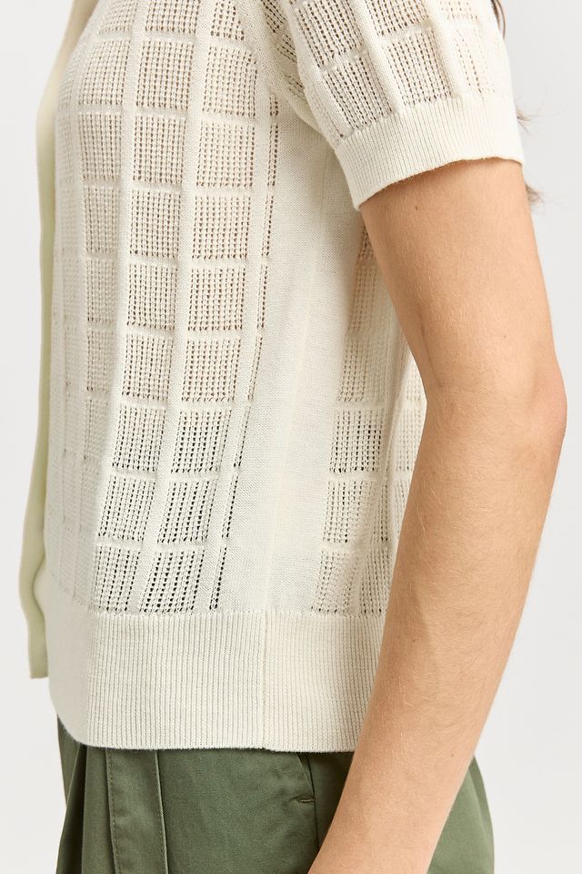 Toorallie Open stitch Button Polo | White