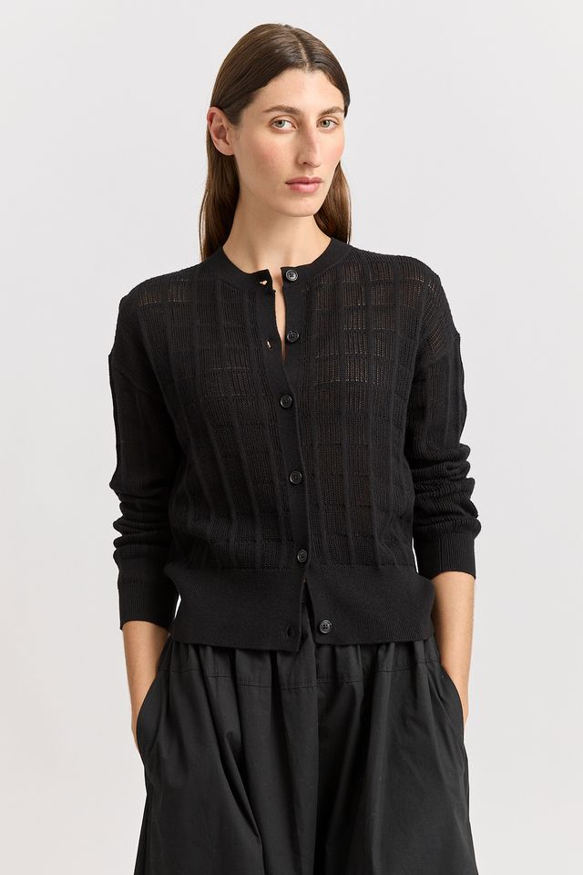 Toorallie Open Stitch Cardigan | Black