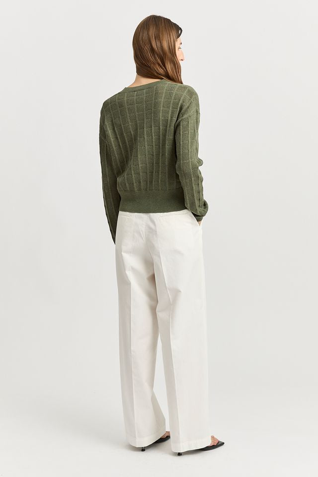 Toorallie Open Stitch Cardigan | Olive