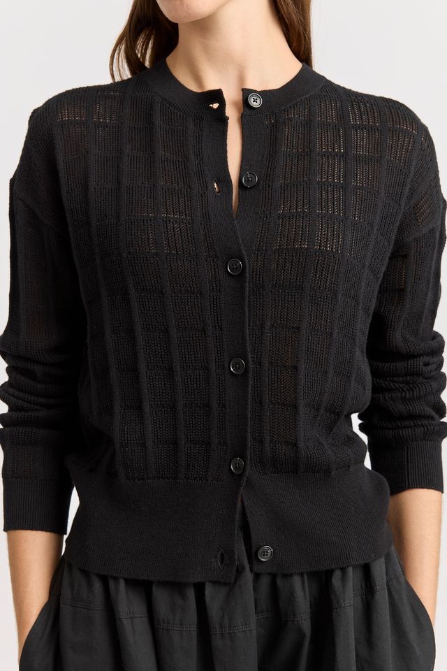 Toorallie Open Stitch Cardigan | Black