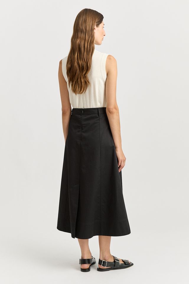 Toorallie Pleat Detail Midi Skirt | Black