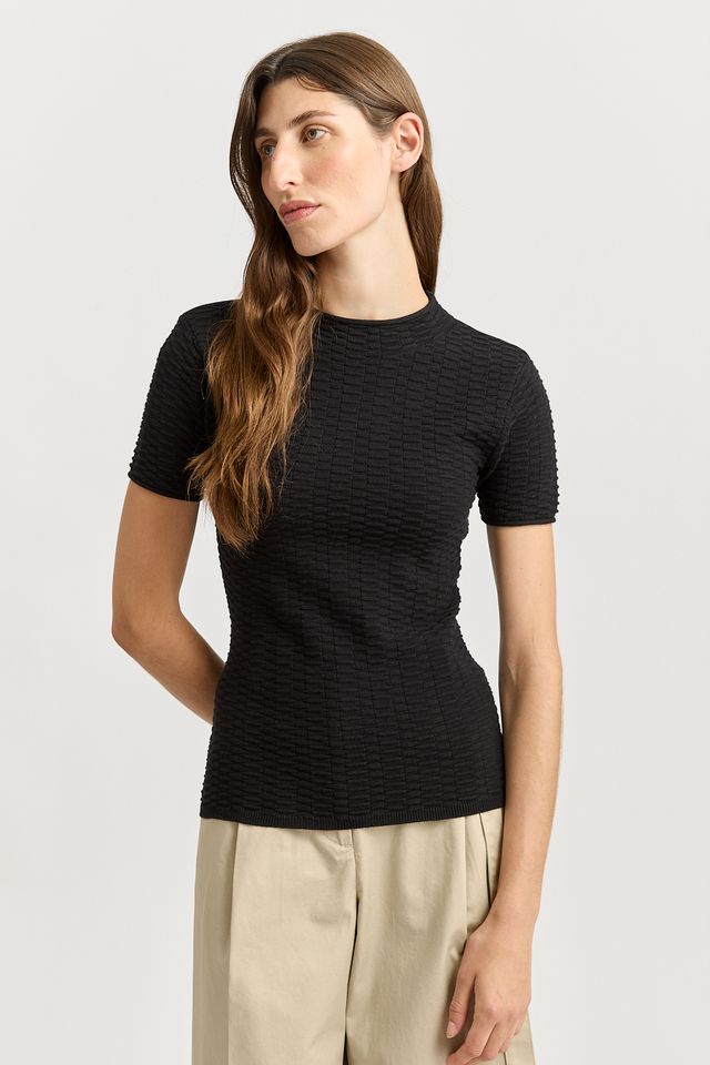 Toorallie Surface Stitch Top | Black