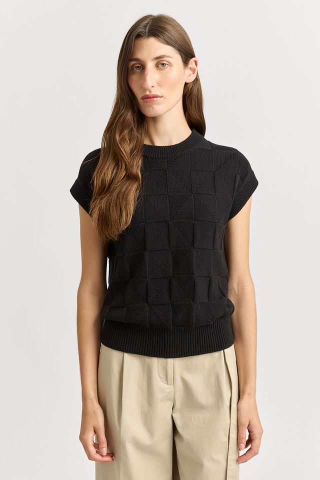 Toorallie Tile Stitch Tank | Black