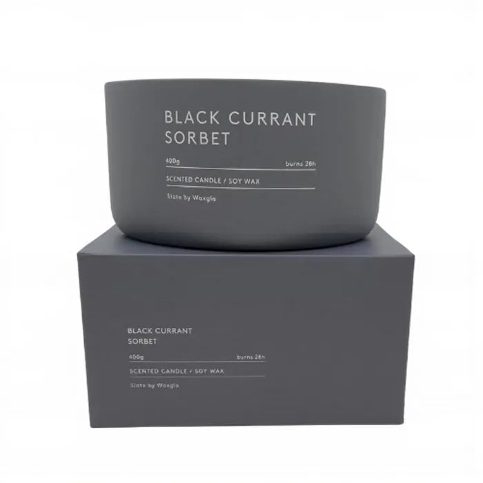 Waxglo 400g Black Current Sorbent Soy Wax Candle in Slate Vessel
