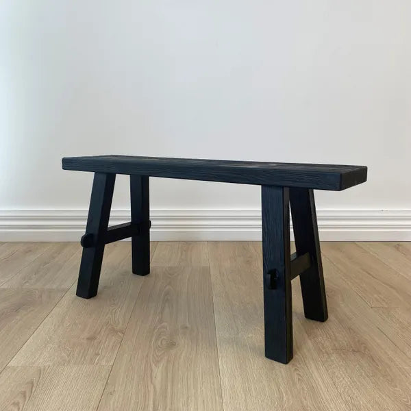 Reclaimed Black Wood Bench - Medium