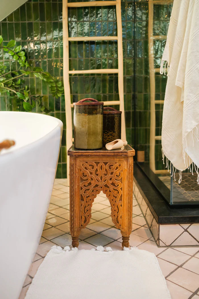Hammered Glass Canisters with Wood Lid - Small