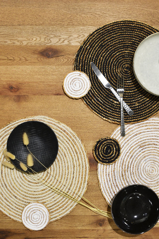 Simply Black Round Coasters S4