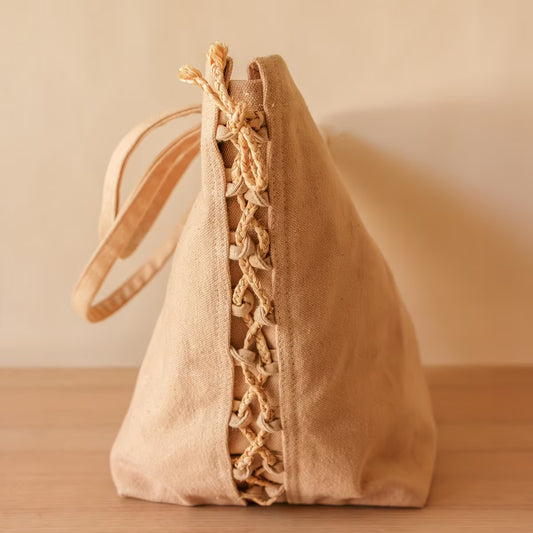 Akiiko Canvas Curved Gift Tote | Biscuit