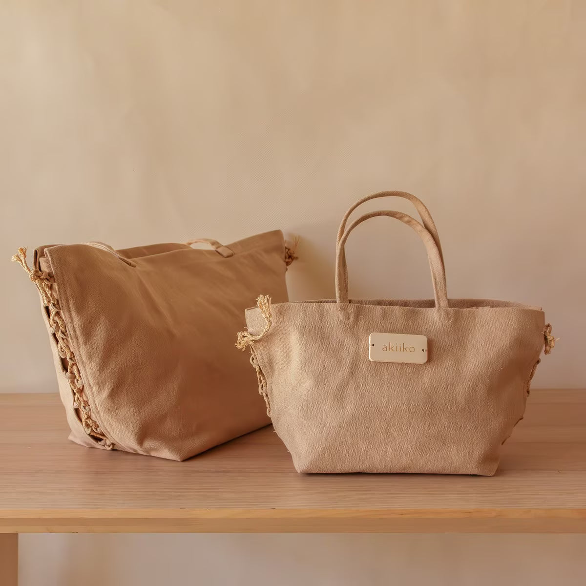 Akiiko Canvas Curved Gift Tote | Biscuit