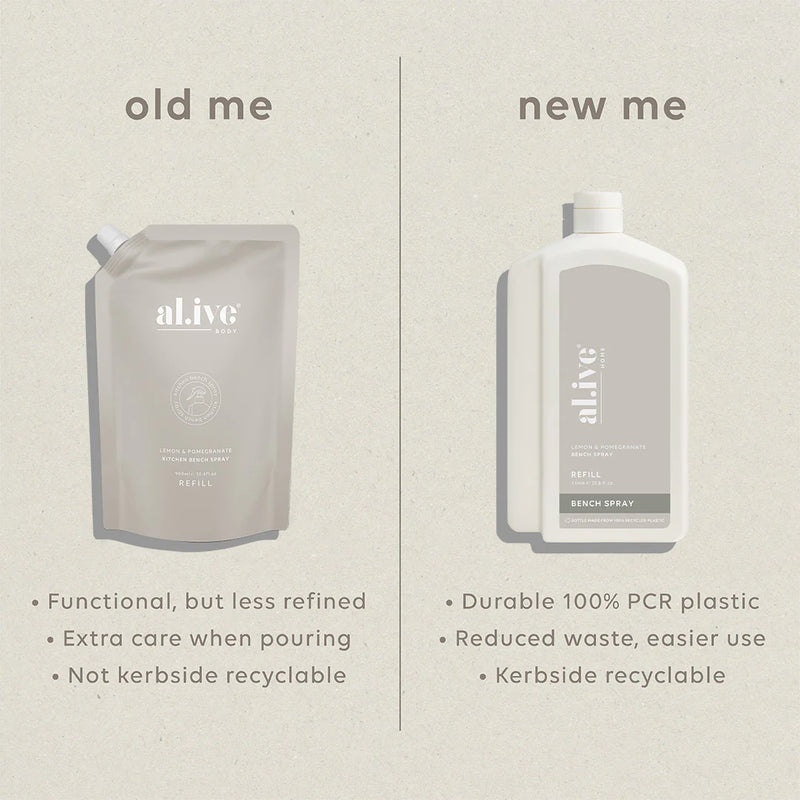 Al.ive Bench Spray Refill | 1ltr Lemon & Pomegrante