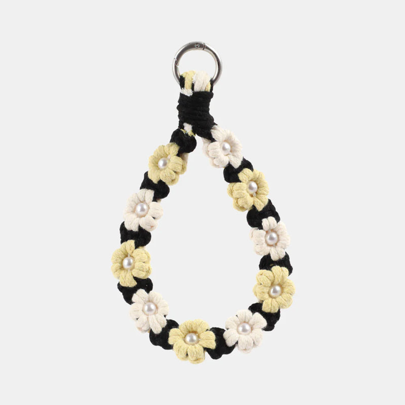 Nara Flowers Phone Chain | Black - Short