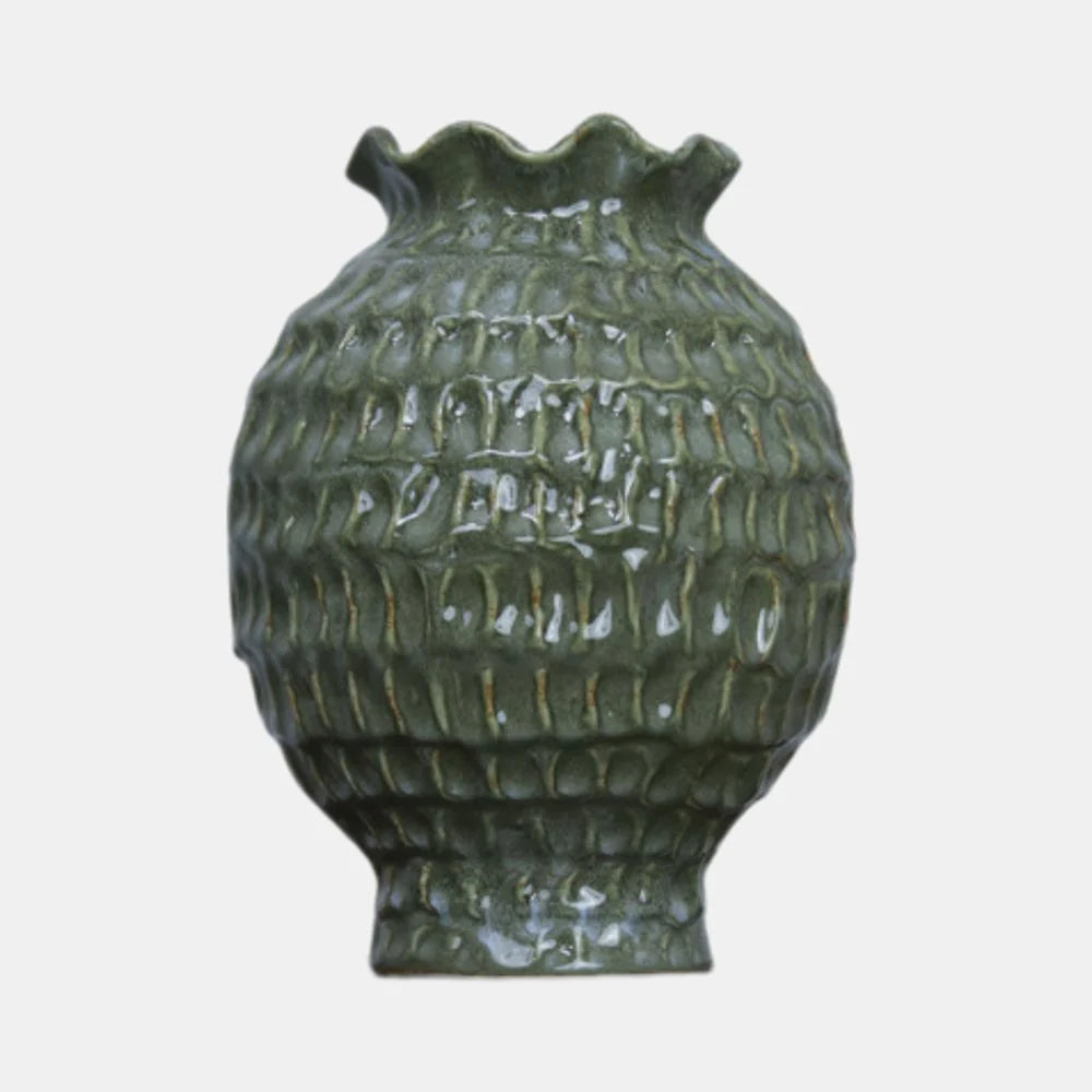 Arden Textured Ceramic Vase | Green