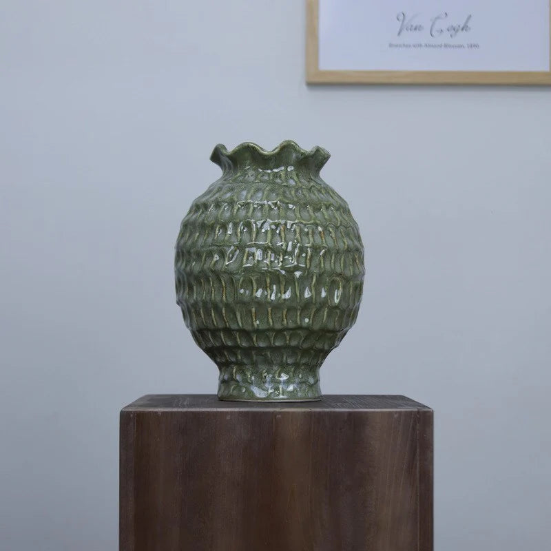 Arden Textured Ceramic Vase | Green