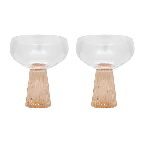 Giselle Ribbed Coupe Glasses | Peach S2