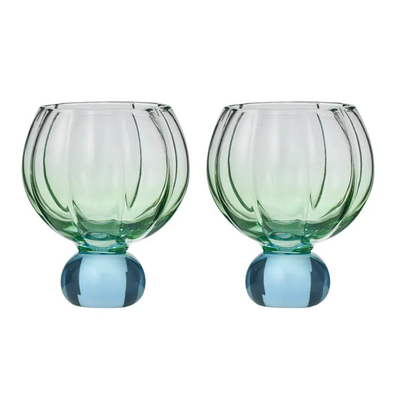 Assemble Lotti Set 2 Tulip Gin Glasses Green/Blue