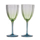 Assemble Lottie Set 2 Tulip Wine Glasses In Green & Blue 