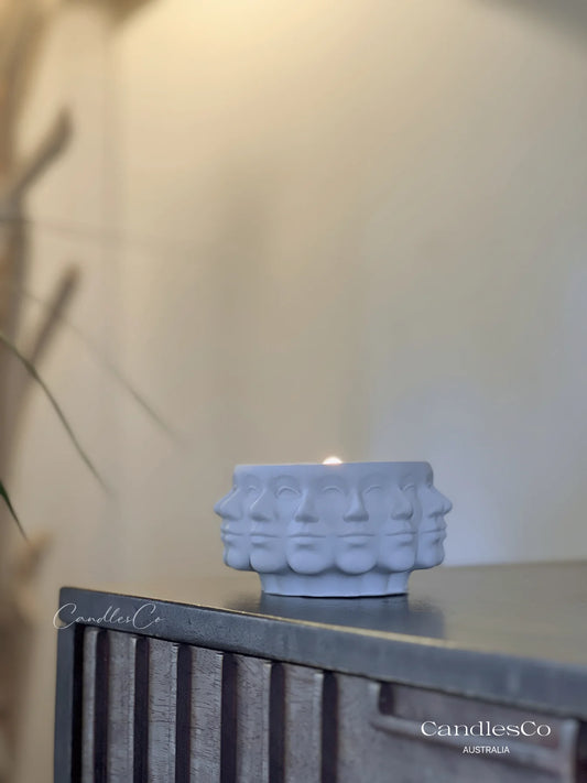 Face Sculpture Vessel - White | Lychee Peony