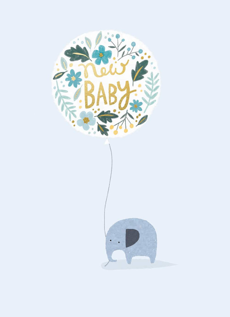 Blue Elephant Baby Card