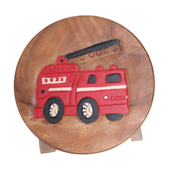 Barron Imports Kids Fire Truck Painted Mini Stool