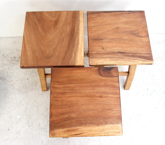 Teak Square Tall Wooden Stool 