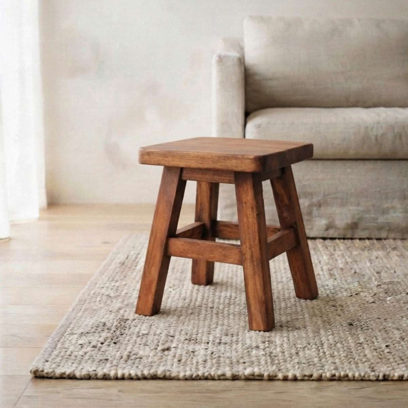 Teak Wooden Square Stool Medium 