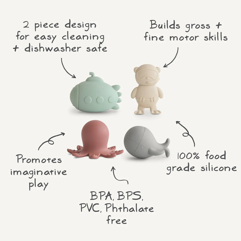 Mushie  | Sealife Mold Free Bath Play Set - 4 Pack