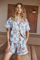 Gingerlilly | Domencia Cotton Pyjama Sateen Short Set - Blue