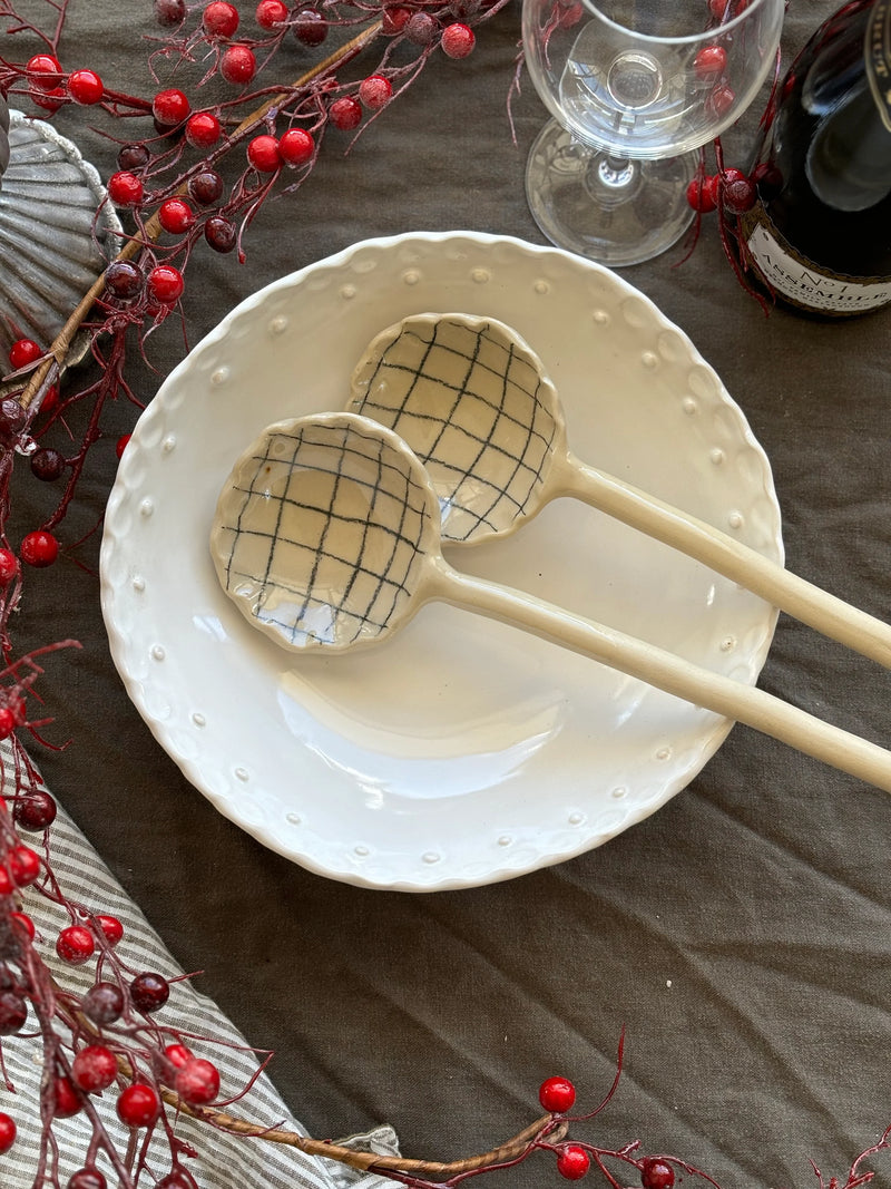 Magnolia Lane Ceramics | Checked Salad Servers