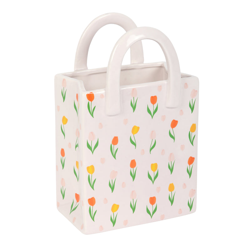 Tulip Print Bag Ceramic Vase