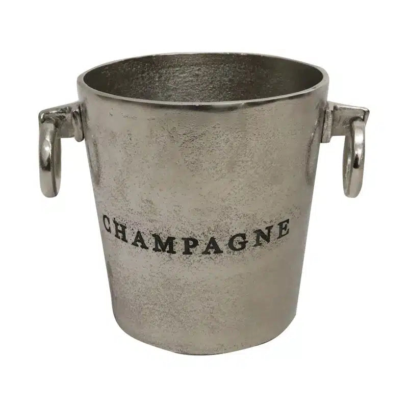 Round Champagne Bucket | Raw Silver