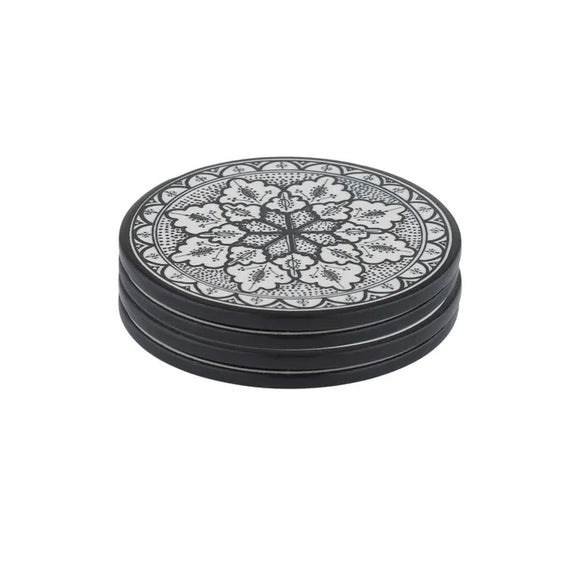Assemble Aleah Set 4 Black & White Ceramic Coasters 