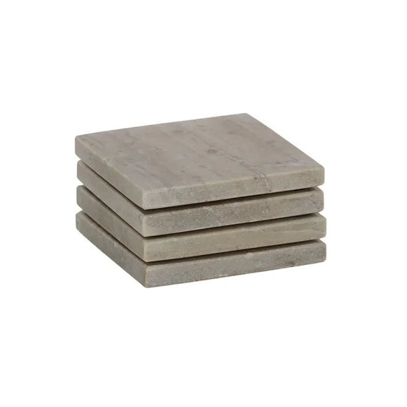 Neo Set 4 Marble Coasters In Beige 10cm 