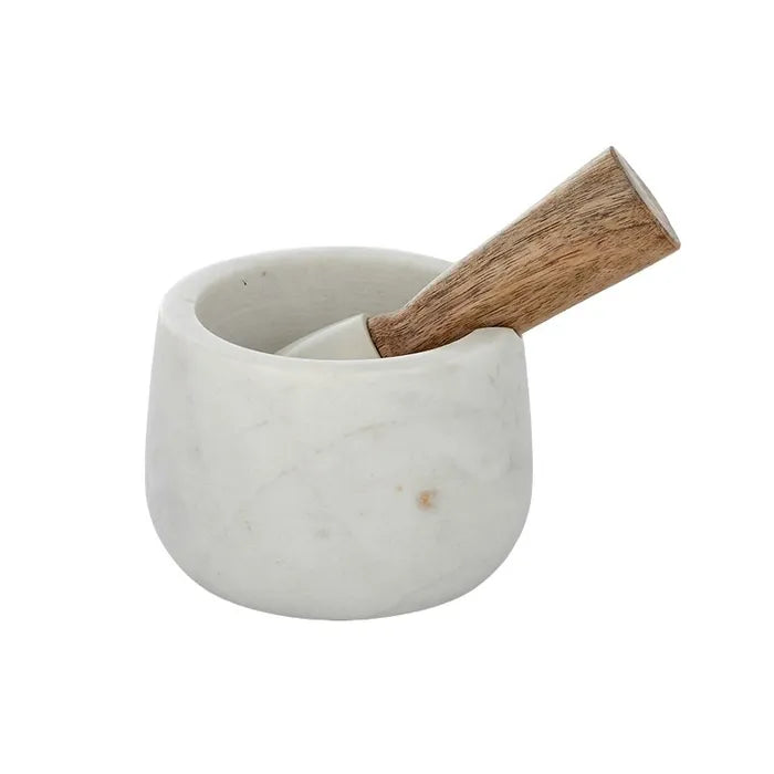 Mortar & Pestle Bowl | Marble/Wood