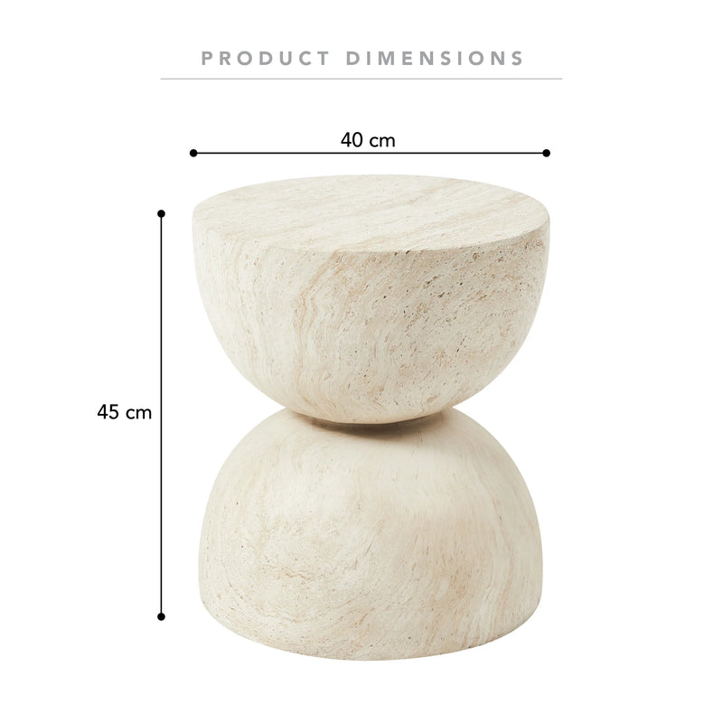 Domo MGO Side Table | Travertine Look