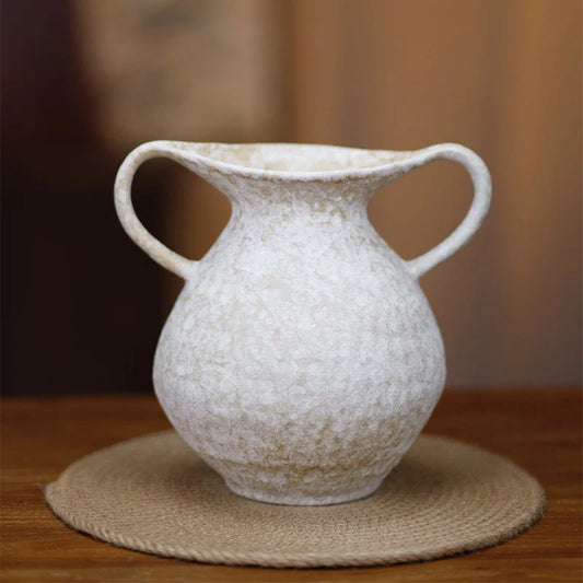 Eiryn Handled Ceramic Vase | Soft Ivory