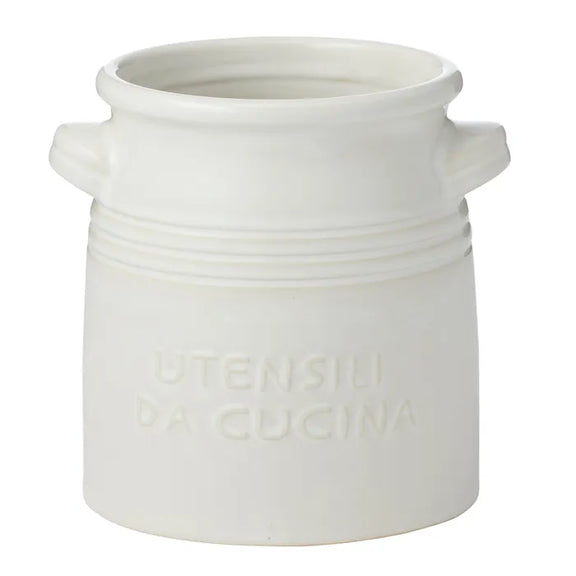 Elemental Ceramic Utensil Jar in White