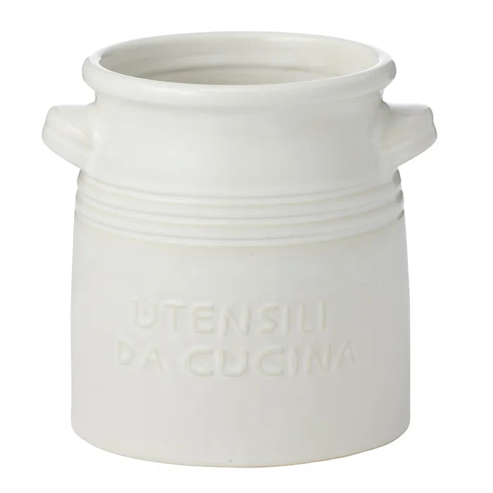 Elemental Ceramic Utensil Jar in White