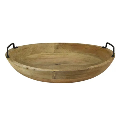 Erik Wood Bowl with Metal Handles