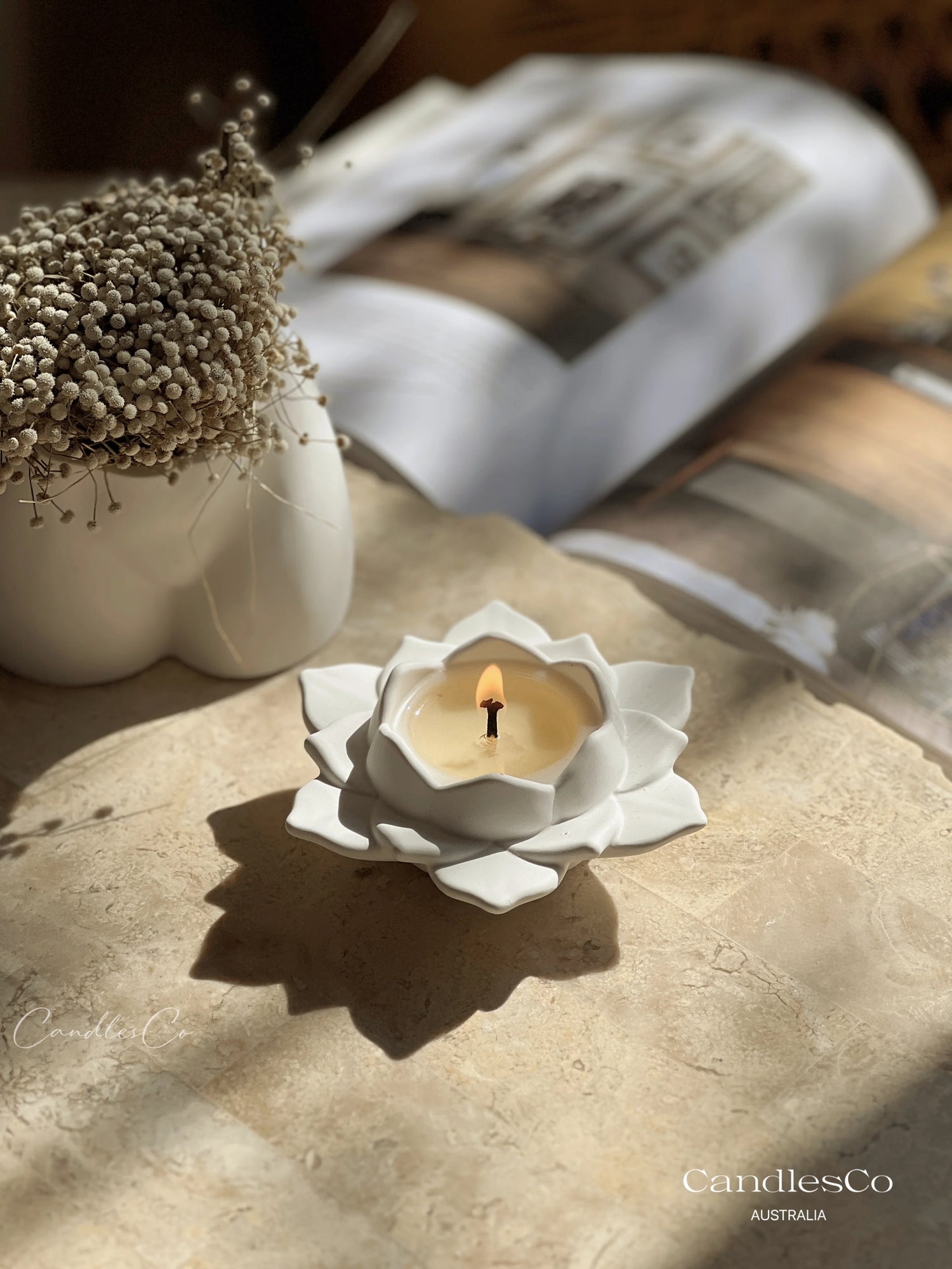 Lotus Scented Vessel - White | Lychee Peony